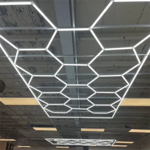 High Lightness Cold White Hexagonal LED Ceiling Light for Garage Hotel Car Workshop & Car Wash with IP54 Rating and 6000K