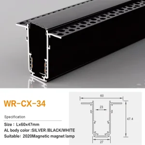 High Load Magnetic Track Rail for High Wattage Spotlights Designed for Commercial Space Lighting