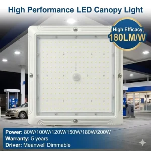 High Lumen 100W 150W 180W 200W LED Canopy Light Surface Mount for Gas Station Outdoor