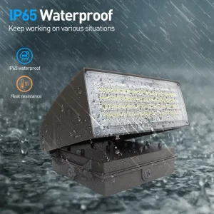 High Lumen 20W 80W Adjustable Angle Square Aluminum IP65 Waterproof LED Wall Pack Light Dimmable 5 Year Warranty for Warehouse