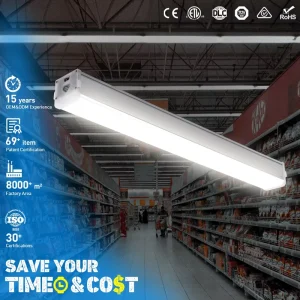 High Lumen 2CE ETL 20v 6000k 40w 4ft 8ft Integrated T5 Double Tube Linear Lights Commercial Aluminum LED Batten Lamp