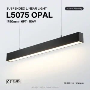 High Lumen 6FT 50W LED Linear Light 6063 Aluminum 100lm/W 3000/4000/6500K PF 0.9 Linkable Office Gym Warehouse