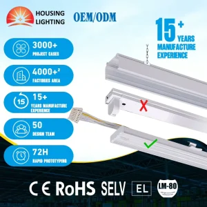 High Lumen Efficacy 150LM W 180LM W LED Batten Industrial Modular Linear Light Tool Free for Shopping Mall