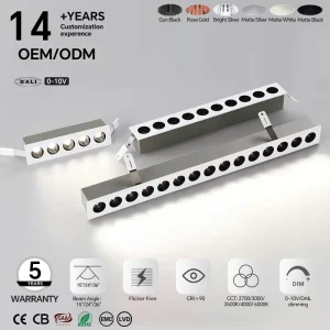 High Lumen Framed Embedded LED Linear Light 260-2300LM CRI>90Ra DALI 0-10V Dimmable for Modern No-Main-Light Home Ceiling