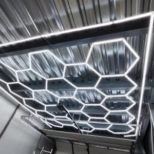 High Lumen Hexagrid LED Lights Cold White Emitting Car Wash Station Garage Ceiling Design for Workshops for Home Commercial Use