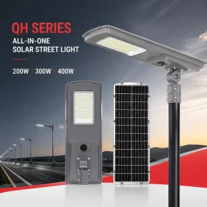 High Lumen Integrated Solar Lamp Galvanized Steel 300W Solar Street Light Outdoor with Horizontal Vertical Pole Mount Bracket
