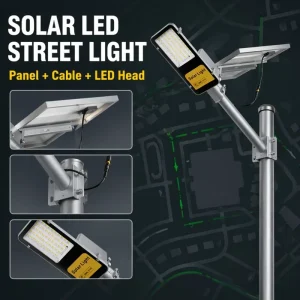 High Lumen LED Solar-powered Street Lights with IP66 Rating Split-type Outdoor Garden Courtyard Parking Lot Solar Street Lamp