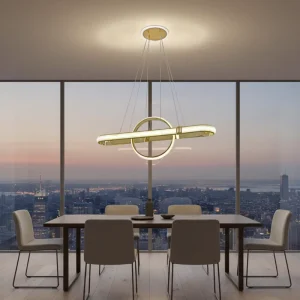 High Lumen Modern Indoor Home Living Room Gold Decor Lamp Iron Acrylic Three color Temperature Led Chandelier Pendant Light