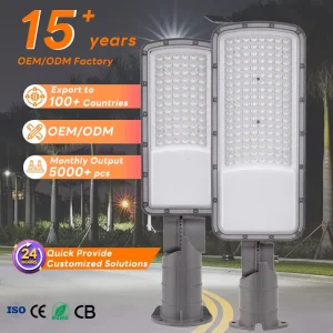 High Lumen Outdoor Waterproof IP65 Parking Lot Public Road Street Light 50W 200W AC LED CE Certification 50000 Hours Lifespan
