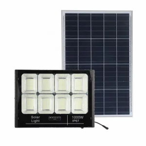 High Lumen Solar LED Flood Light 500W 1000W IP67 Outdoor Commercial Security Lighting With Remote Control