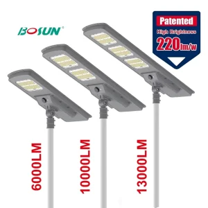 High Lumens 220lm w Waterproof IP65 Parking Lot Solar LED Street Light Long Lifespan Lamp for Road Highway Construction