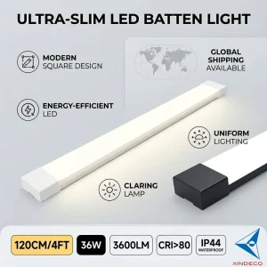 High Luminous Efficiency 30W LED Batten Light Linkable Liner Ceiling Surface Mounted Tube Light 3000-6500K Color Temp