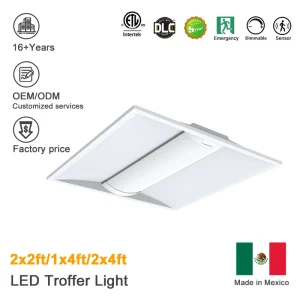 High Performance DLC 6.0 ETL 2×2 LED Troffer 35-50W 5-Color CCT Selectable Wattage Tunable 0-10V Dimmable 100-277/347V Ra>82