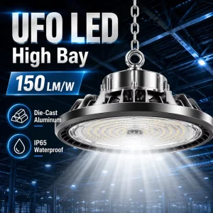 High Power 150W UFO Highbay Pendant Mount Light IP65 Aluminum Alloy Water Resistant for LEDs Energy Saving 5 Year Warranty