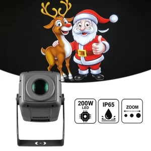 High Power 200W Aluminum LED Zoom Outdoor Gobo Projector IP65 Advertising Lights Christmas Logo Light
