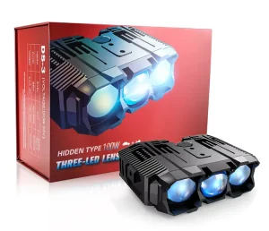 High Power 200W Three Lens LED Grille Light 6000k 3000k Dual Color Headlight 12v 24v Exterior Auxiliary Lights for Cars