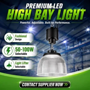 High Power High Bay Lights 100/150W IP65 Waterproof Aluminum Supermarket Lighting 6000K Daylight
