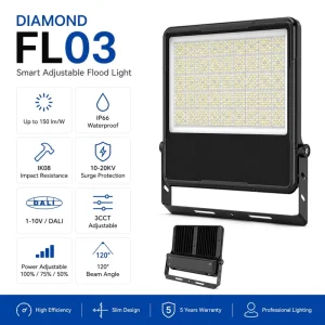 High Power LED Flood Light 500W Narrow Beam Outdoor Lamp for Stadium Warehouse Factory Lighting