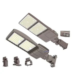 High Power Outdoor LED Parking Lot Light 100-277V IP65 Aluminum Shoebox Lighting Fixture Sensor Control 5-Year Warranty CRI 80