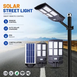 High Powered Commercial Outdoor IP65 Waterproof ABS 200W 300W Integrated All in One LED Solar Street Light