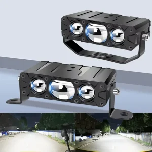 High Quality 80W Tricolor Led Fog Driving Lights 3 Lights Car Grill Lights for All Car