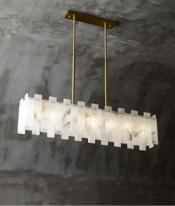 High Quality Alabaster Pendant Light All Copper Marble Chandelier Living Room