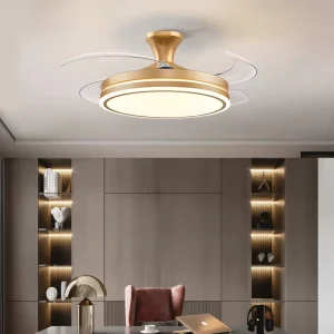 High Quality Gold DC Motor Remote Control Bedroom Smart Led Ceiling Fan Light with 6-Speed Dimmable Color Temperature
