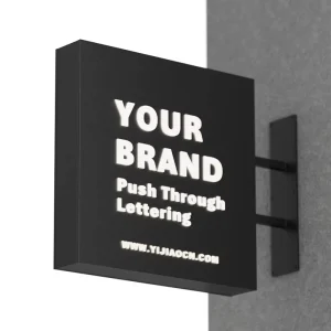 High Quality Illuminated Push Through Light Box Double Sided Blade Sign Square Design for Retail Advertising