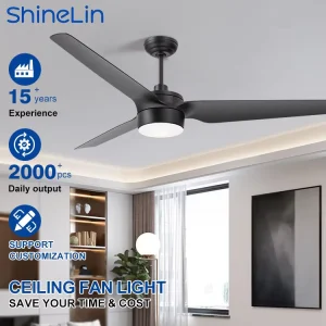 High Quality Modern Indoor Bedroom Mute DC Motor 3 ABS Blades 56 Inch Remote Control Dimmable LED Ceiling Fan With Light
