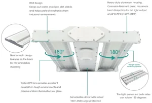 High Temp Resistant IP65 Linear LED High Bay Light 10 Years Warranty Replace UFO High Bay for Steel Workshop Food