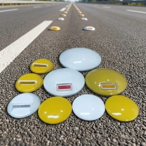 High Visibility Yellow Ceramic Round Road Stud Cat Eye for Highway Traffic Safety