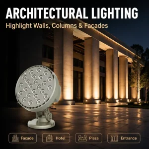 High end Round shaped Outdoor 24W High Power Flood Light for Building Facade Architectural Lighting