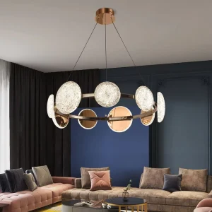 High end crystal oval shaped ceiling lamp with adjustable height suitable for open plan living rooms villas and hotels