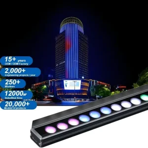 High power RGBW LED Wall Washer Aluminum Body Linear Strip Lights IP65 Rated Ra90 DC24V for Large area Facade Lighting Urban