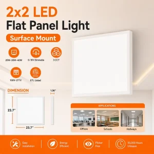 Hight Bright 2×2 LED Flat Panel 40W 0 10V Dimmable Surface Mount Ceiling Light Professional Commercial Office Lighting