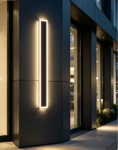 Hilux Black Powder Coated Long Vertical LED Linear Wall Lamp IP65 Clear Acrylic Diffuser Lens 120 Beam 3000K 5000K Outdoor