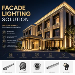 Holiday Hotel Facade Lighting System Manufacturerfacade Lighting Solution for New Trendy Outdoor Architecture Light Design