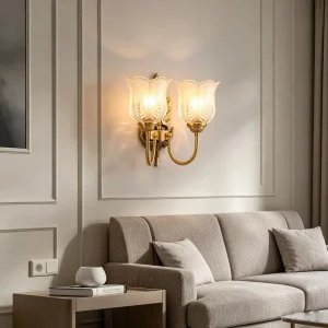 Home Bedroom Banquet Hall LED Wall Light Luxury LED Copper Glass Sconce Hotel Entrance Porch LivingRoom Outdoor Garden Wall Lamp