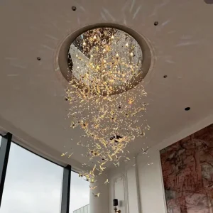 Home Creative Large Hanging Lamp Fixture for Living Room Modern Butterfly Pendant Light Luxury Crystal Chandelier for Restaurant