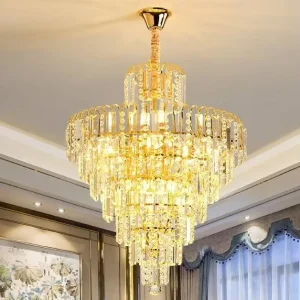Home Decoration Multi Round Gold LED Modern Crystal Chandeliers Fixtures Pendant Light for Living Dining Room