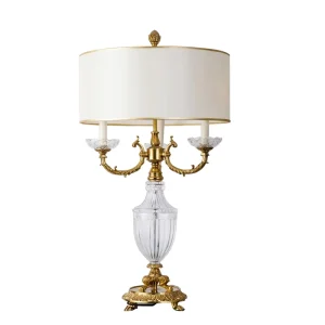 Home Decoration Table Lamp Desk Lamp LED White Room Lighting Crystal and Brass Antique French Luxury Bronze AC 80