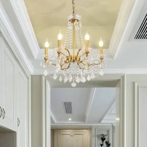 Home Decorative Living Room Dining Room Hanging Brass Chandelier Crystal Decorative Pendant Light