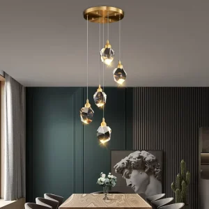 Home Lighting Hanging Modern Design Brass Luxury Pendant Light Lamp Indoor Home Hotel Crystal Chandelier Pendant Light
