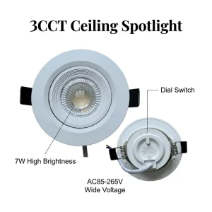 Home Living Room Residential AC Adjustable Recessed LED Downlight Spot Round Ceiling Ultra thin 6000K Daylight LED Spotlight