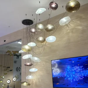 Home Villa Indoor Glass Ball Pendant Light Luxury Crystal Melt Chandelier Pendant Lamp Modern Hanging Light