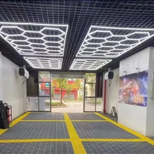 Honeycomb Auto Car Detailing LED Light Ceiling Bar Car Wash Station 110V 220V Garage Ceiling Hexagonal LED Light