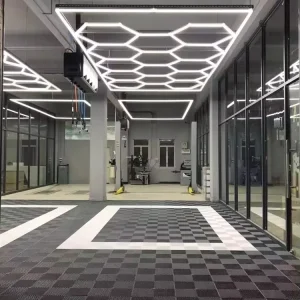 Honeycomb LED Garage Lights Working Light Hanging Mounted Car Workshop Hexagonal Ceiling Lamp