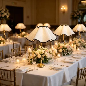 Hospitality Grade Cordless Lamp Iron with Fabric Lampshade for Fine Dining Wedding and Hotel Decor