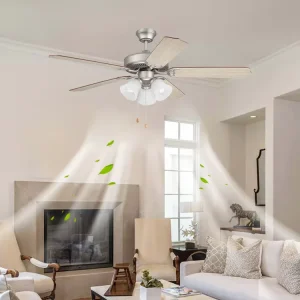 Hot Selling Modern 5 Blades LED Glass Decorative Electric Low Watt Ceiling Fan Chandelier Living Room Ceiling Light with Fan
