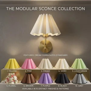 Hotel Decor Light Fixture Rechargeable Bulb Stick On Vintage Floral Plissée Pleated Shade Cordless Pleated Wall Sconce Lamp